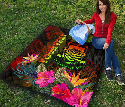 Tuvalu Polynesian Personalised Premium Quilt -  Hibiscus and Banana Leaves
