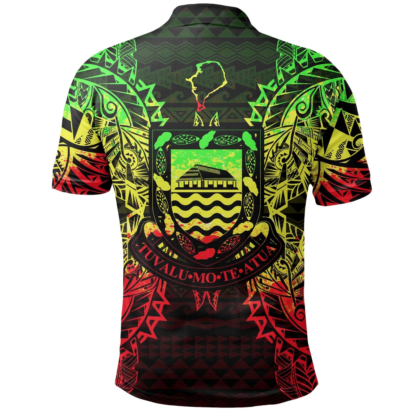Tuvalu Polo Shirt - Tuvalu Coat Of Arms Map Polynesian Tattoo Reggae