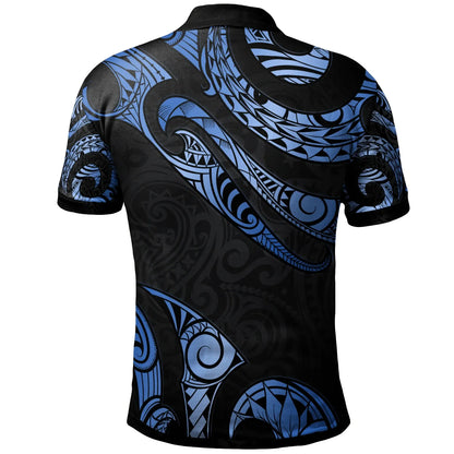 Tuvalu Polynesian Polo Shirt - Poly Tattoo Blue Version
