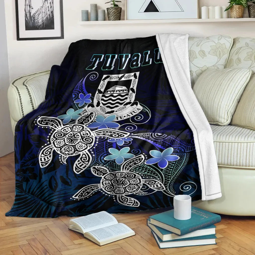 Tuvalu  Polynesian Premium Blanket - Blue Turtle Couple