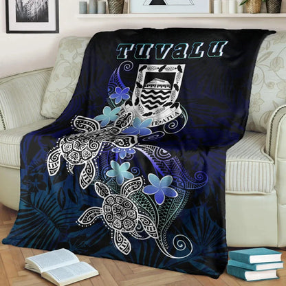 Tuvalu  Polynesian Premium Blanket - Blue Turtle Couple