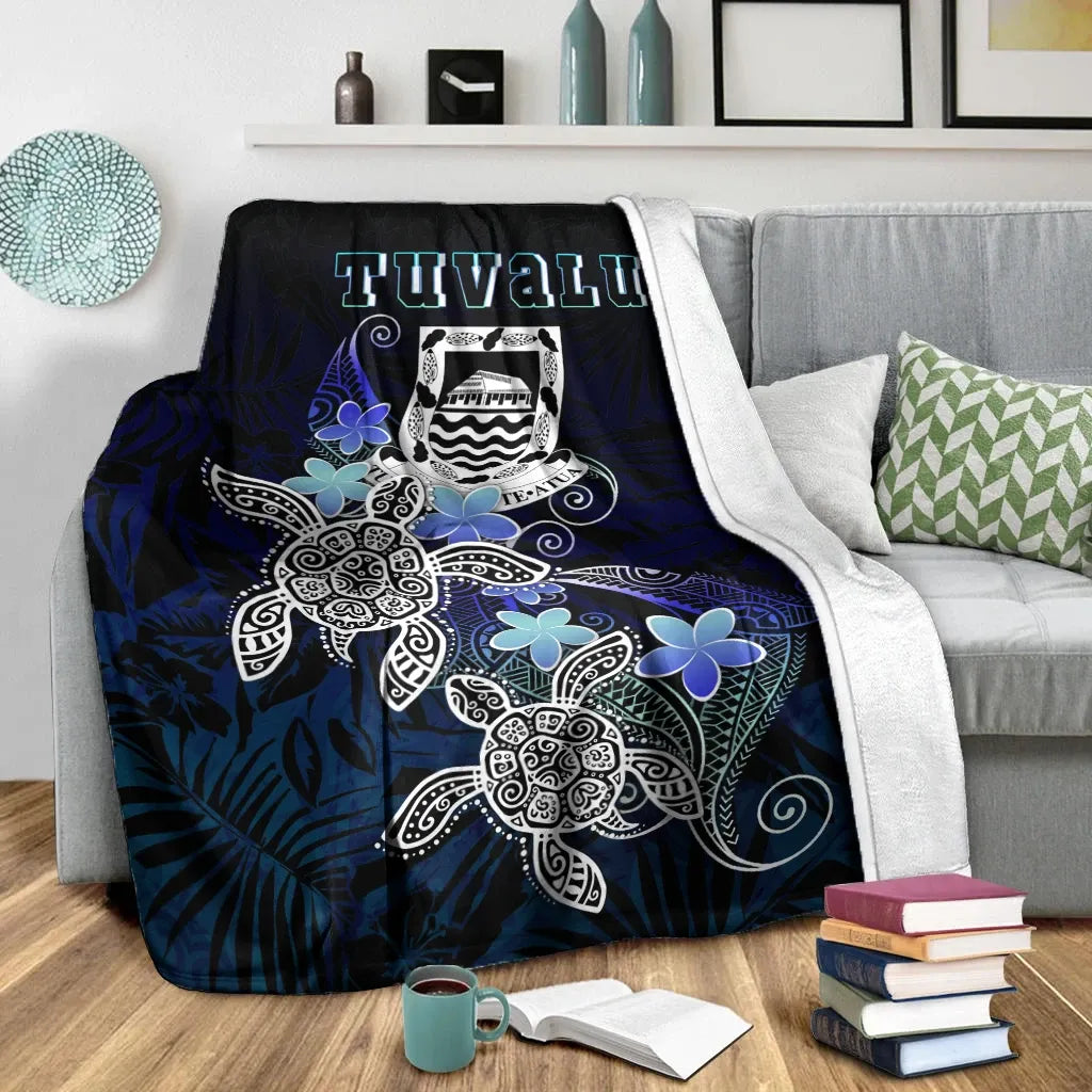 Tuvalu  Polynesian Premium Blanket - Blue Turtle Couple