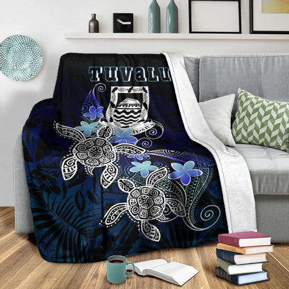 Tuvalu  Polynesian Premium Blanket - Blue Turtle Couple