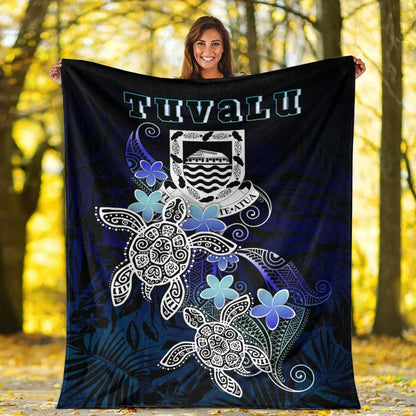 Tuvalu  Polynesian Premium Blanket - Blue Turtle Couple