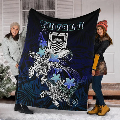 Tuvalu  Polynesian Premium Blanket - Blue Turtle Couple