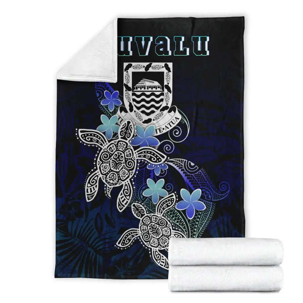 Tuvalu  Polynesian Premium Blanket - Blue Turtle Couple