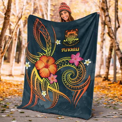 Tuvalu Polynesian Premium Blanket - Legend of Tuvalu (Blue)