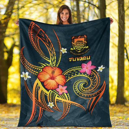 Tuvalu Polynesian Premium Blanket - Legend of Tuvalu (Blue)