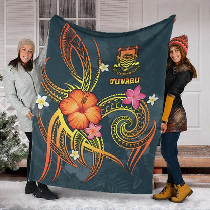 Tuvalu Polynesian Premium Blanket - Legend of Tuvalu (Blue)