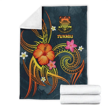 Tuvalu Polynesian Premium Blanket - Legend of Tuvalu (Blue)