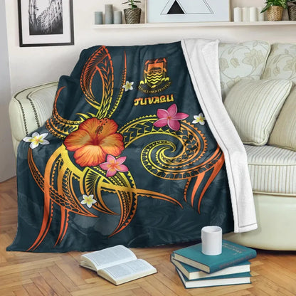 Tuvalu Polynesian Premium Blanket - Legend of Tuvalu (Blue)