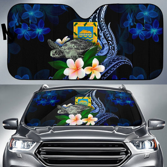Tuvalu Polynesian Sun Shades - Turtle With Plumeria Flowers