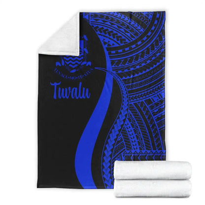 Tuvalu Premium Blanket - Blue Polynesian Tentacle Tribal Pattern