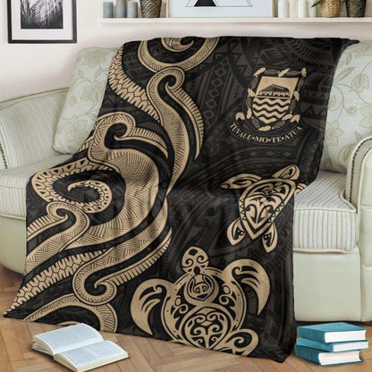 Tuvalu Premium Blanket - Gold Tentacle Turtle