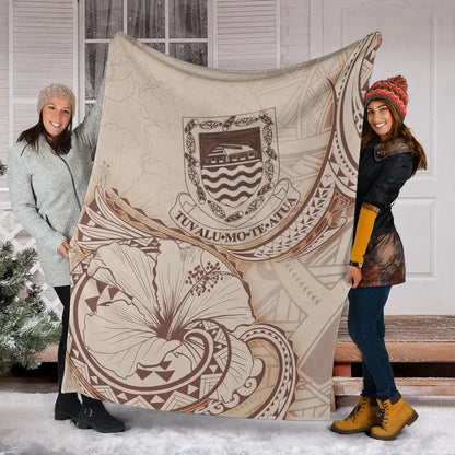 Tuvalu Premium Blanket - Hibiscus Flowers Vintage Style
