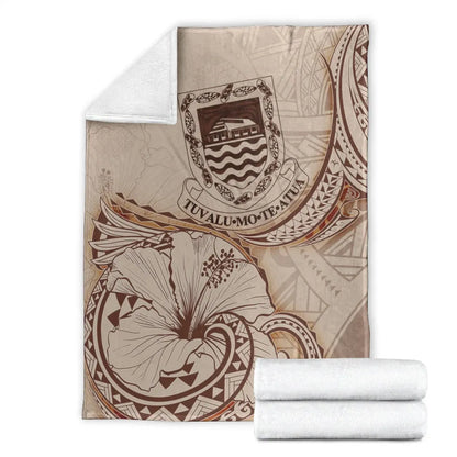 Tuvalu Premium Blanket - Hibiscus Flowers Vintage Style