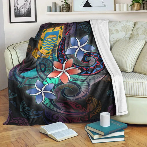 Tuvalu Premium Blanket - Plumeria Flowers Style