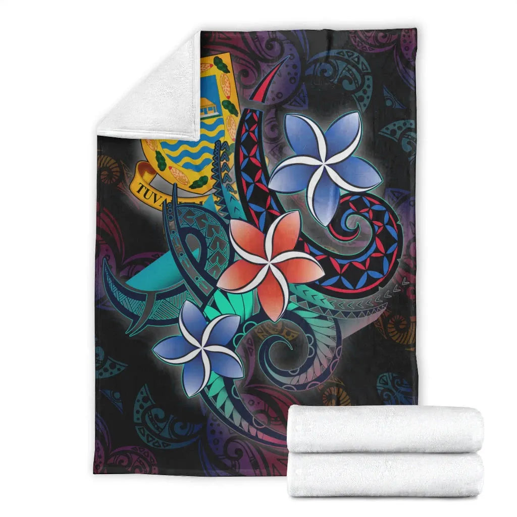 Tuvalu Premium Blanket - Plumeria Flowers Style