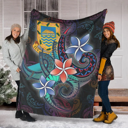 Tuvalu Premium Blanket - Plumeria Flowers Style