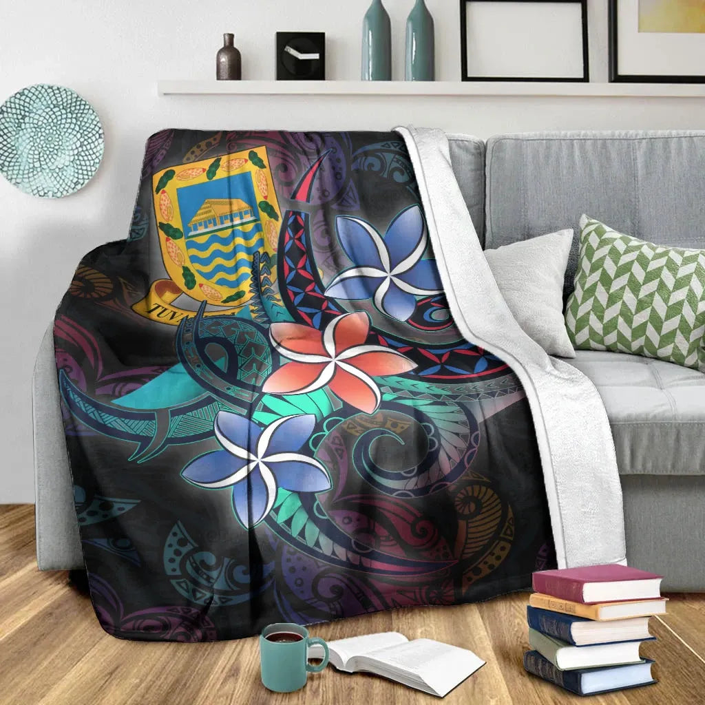 Tuvalu Premium Blanket - Plumeria Flowers Style