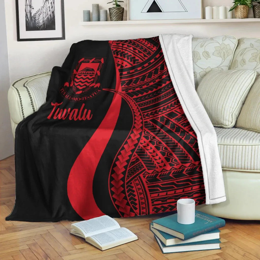 Tuvalu Premium Blanket - Red Polynesian Tentacle Tribal Pattern