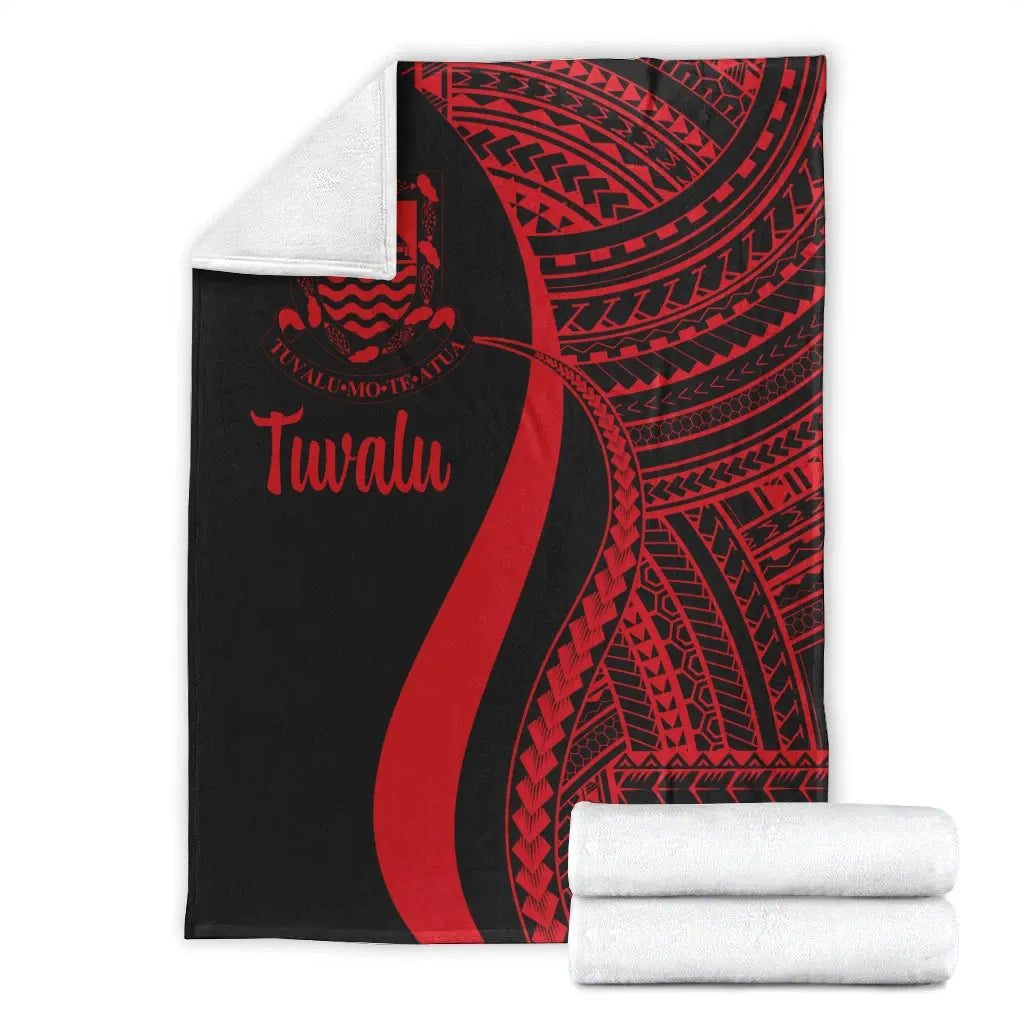 Tuvalu Premium Blanket - Red Polynesian Tentacle Tribal Pattern