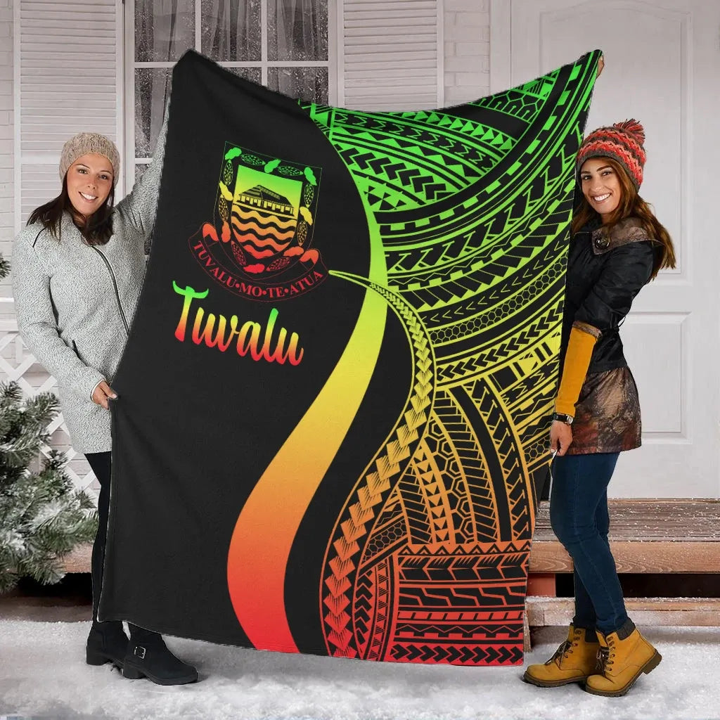 Tuvalu Premium Blanket - Reggae Polynesian Tentacle Tribal Pattern