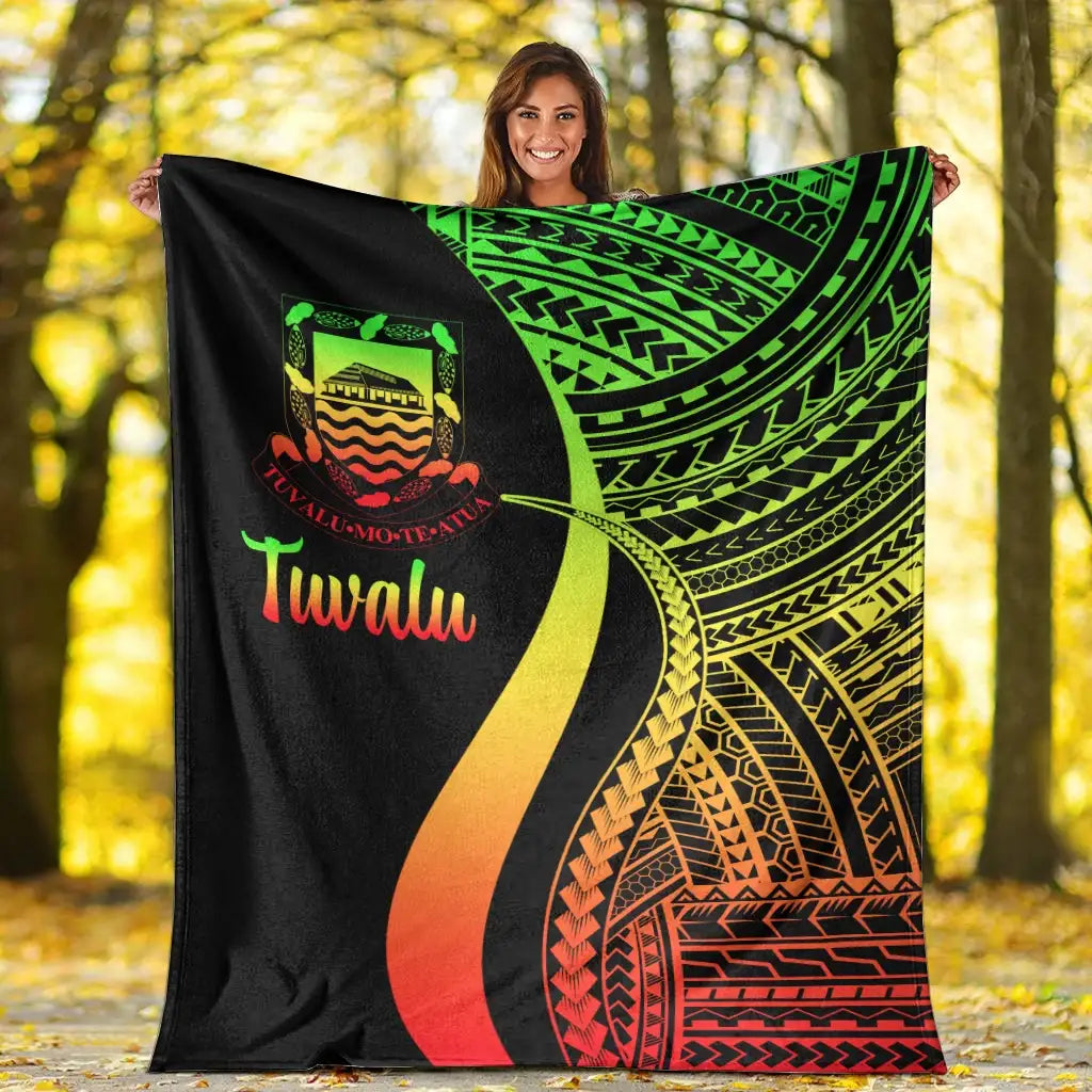 Tuvalu Premium Blanket - Reggae Polynesian Tentacle Tribal Pattern