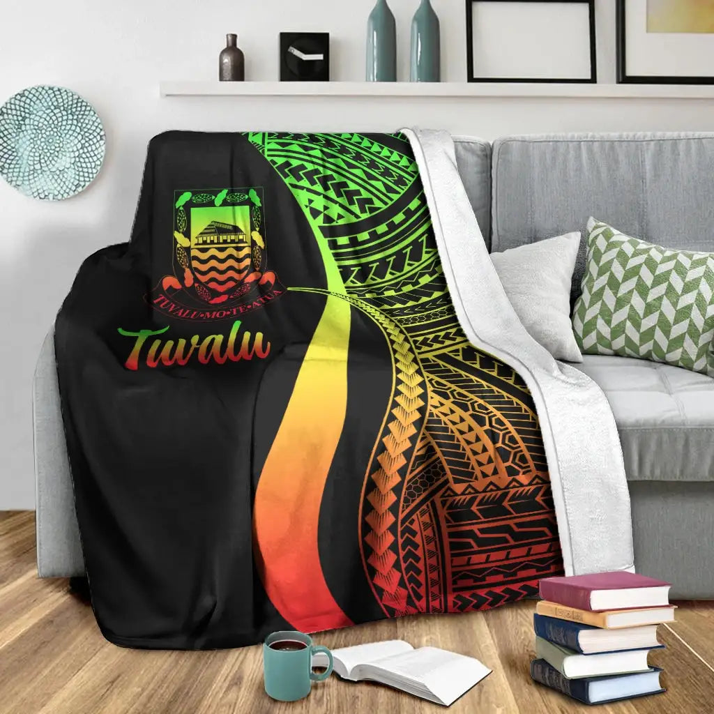 Tuvalu Premium Blanket - Reggae Polynesian Tentacle Tribal Pattern