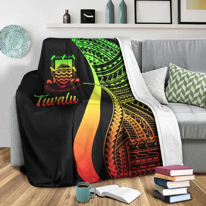 Tuvalu Premium Blanket - Reggae Polynesian Tentacle Tribal Pattern