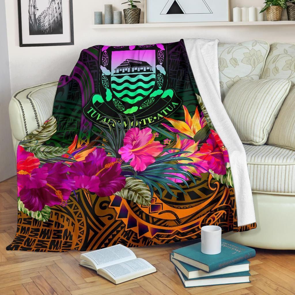 Tuvalu Premium Blanket - Summer Hibiscus