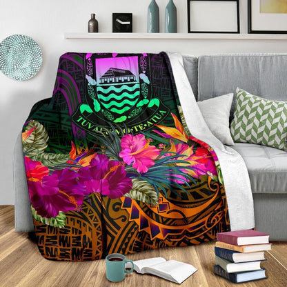 Tuvalu Premium Blanket - Summer Hibiscus