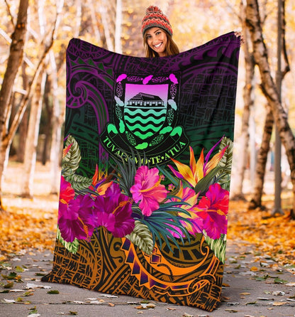 Tuvalu Premium Blanket - Summer Hibiscus