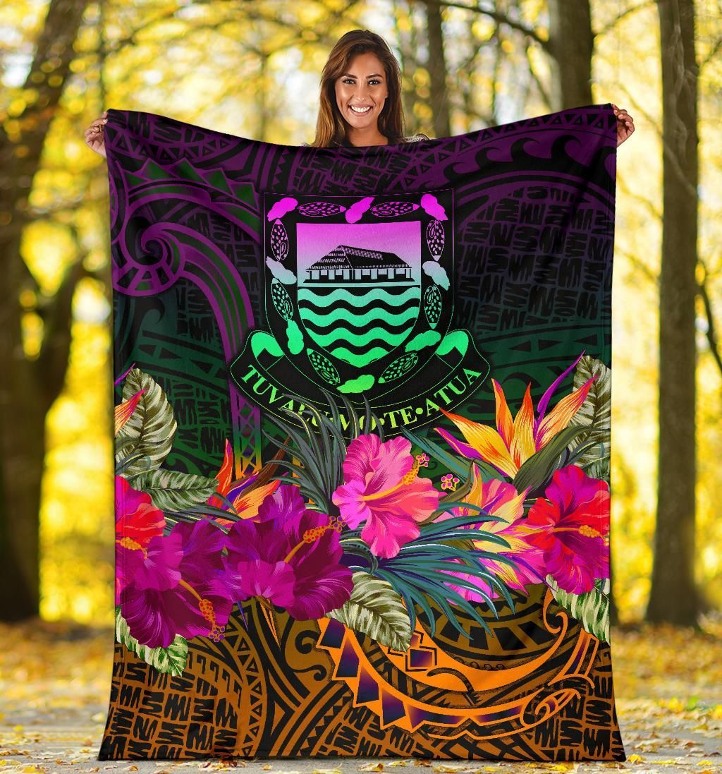 Tuvalu Premium Blanket - Summer Hibiscus