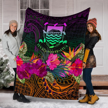 Tuvalu Premium Blanket - Summer Hibiscus