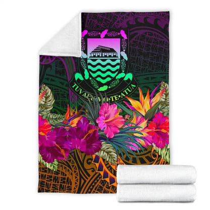 Tuvalu Premium Blanket - Summer Hibiscus