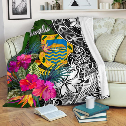 Tuvalu Premium Blanket - Turtle Plumeria Banana Leaf