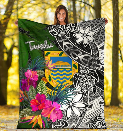 Tuvalu Premium Blanket - Turtle Plumeria Banana Leaf