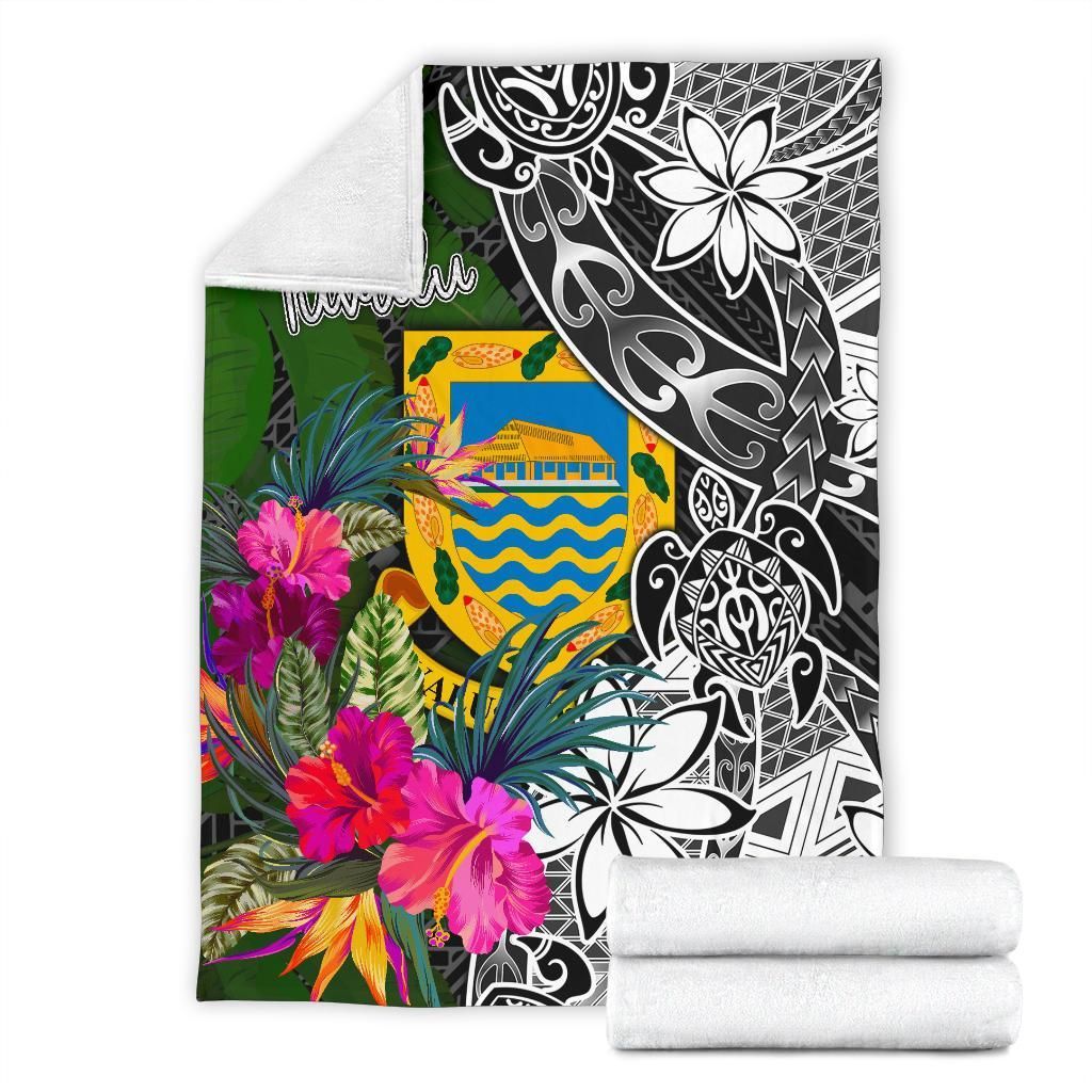 Tuvalu Premium Blanket - Turtle Plumeria Banana Leaf