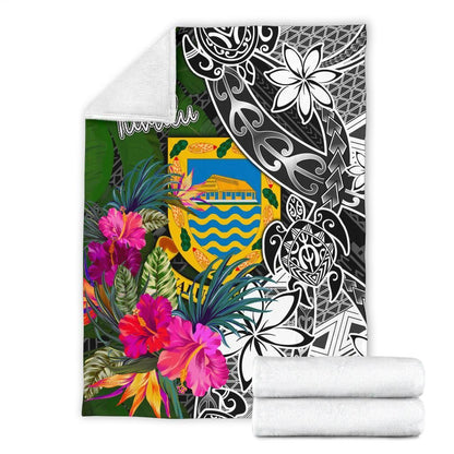 Tuvalu Premium Blanket - Turtle Plumeria Banana Leaf