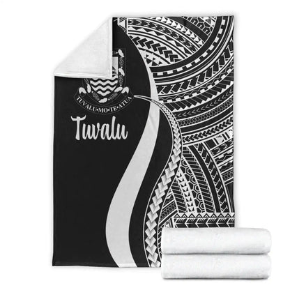 Tuvalu Premium Blanket - White Polynesian Tentacle Tribal Pattern