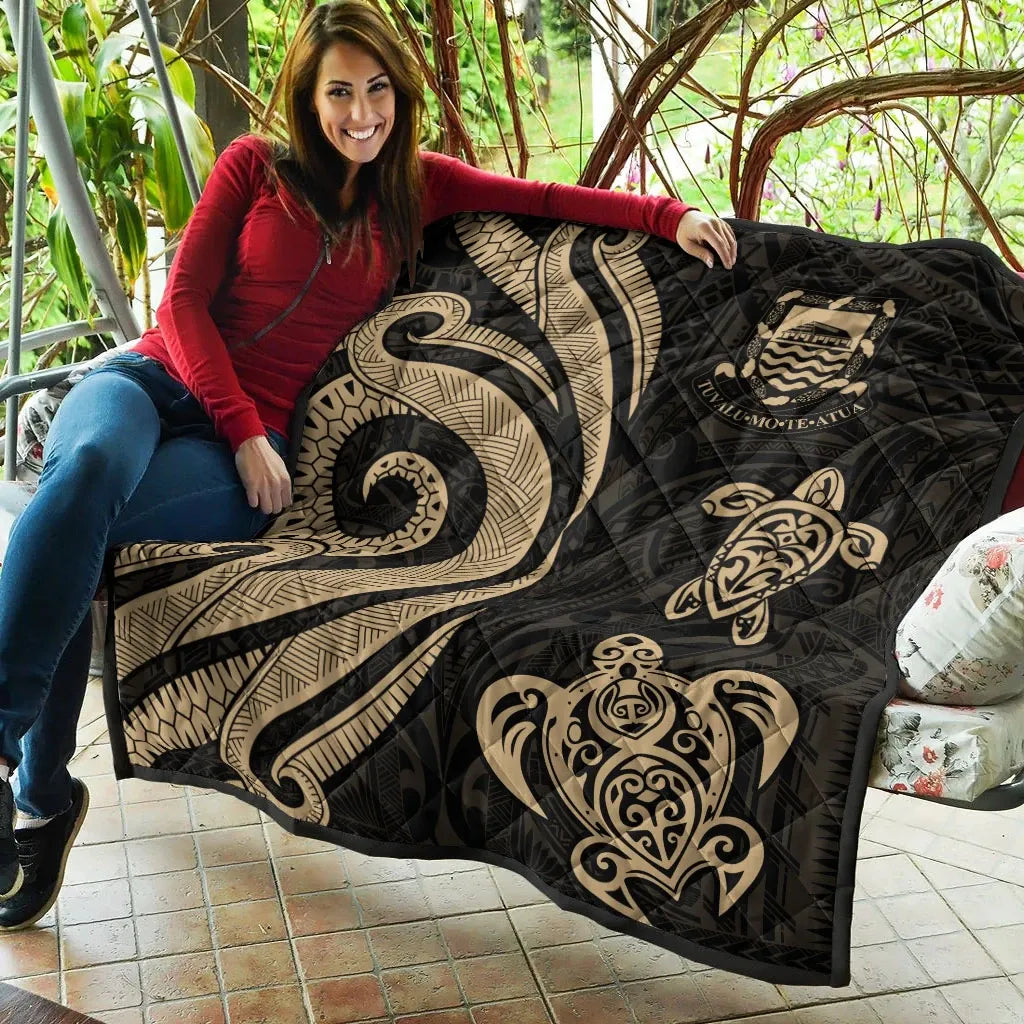 Tuvalu Premium Quilt - Gold Tentacle Turtle
