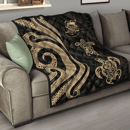 Tuvalu Premium Quilt - Gold Tentacle Turtle