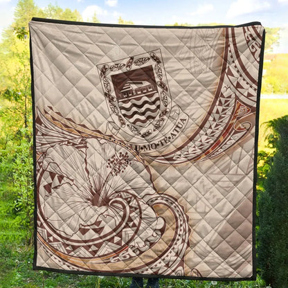 Tuvalu Premium Quilt - Hibiscus Flowers Vintage Style