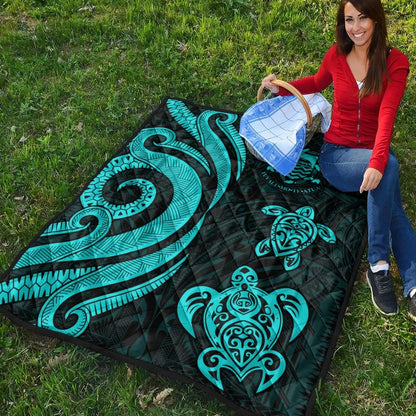 Tuvalu Premium Quilt - Turquoise Tentacle Turtle