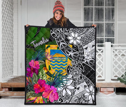 Tuvalu Premium Quilt - Turtle Plumeria Banana Leaf