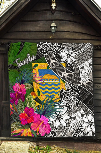 Tuvalu Premium Quilt - Turtle Plumeria Banana Leaf