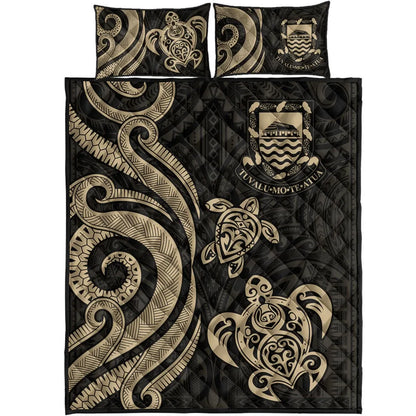Tuvalu Quilt Bed Set - Gold Tentacle Turtle