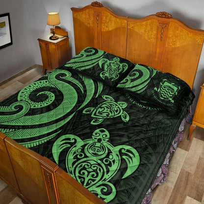 Tuvalu Quilt Bed Set - Green Tentacle Turtle