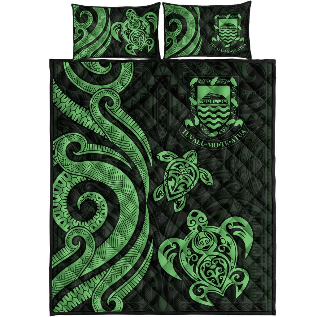 Tuvalu Quilt Bed Set - Green Tentacle Turtle